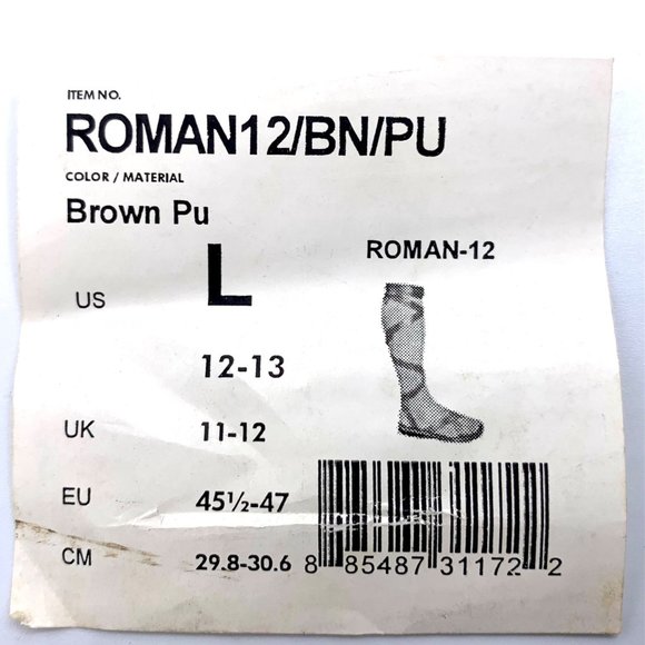 Roman Biblical Brown Lace Up Sandals M 12 W 14 Cosplay Festival Costume Shoes - Picture 7 of 9